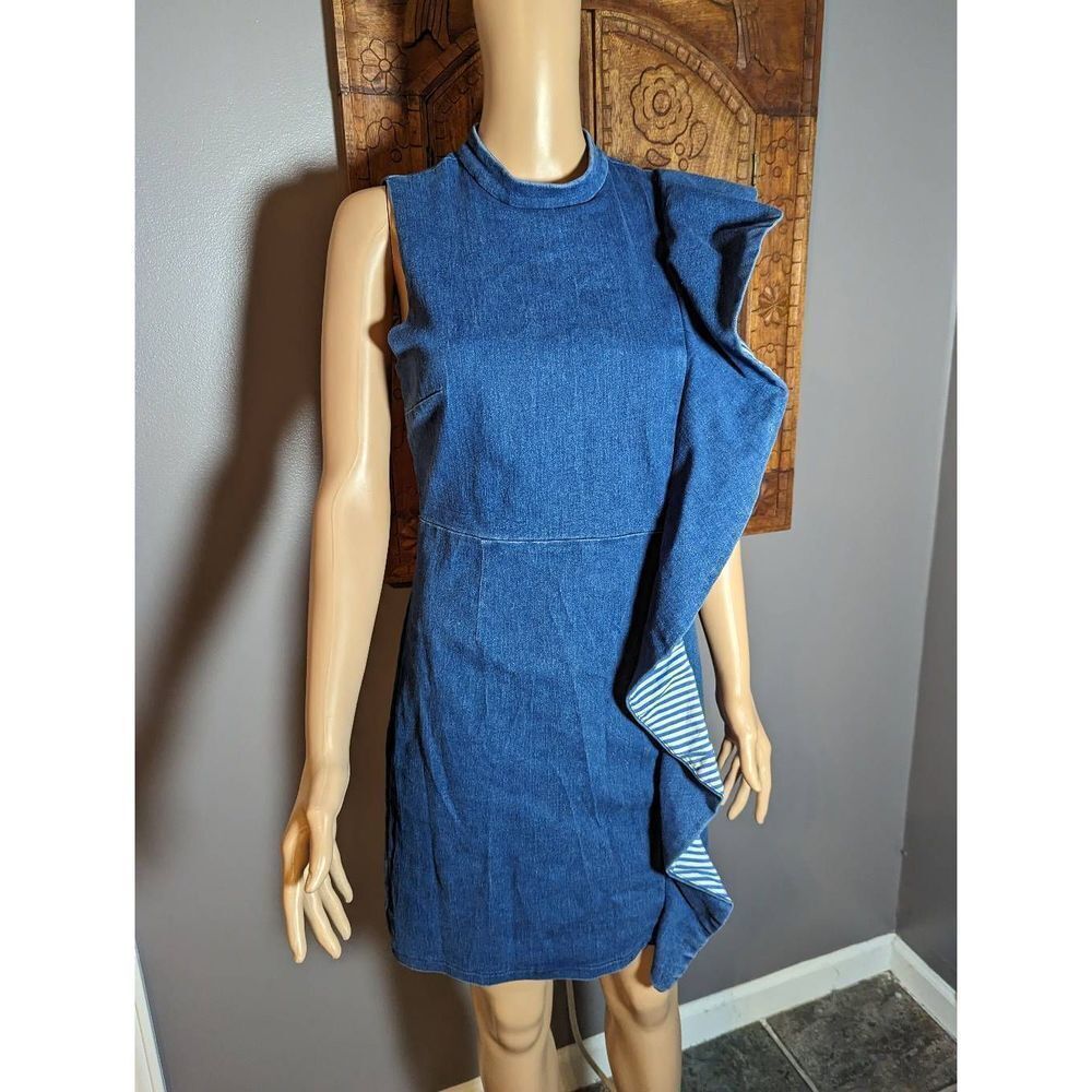 Jealous Tomato Denim Dress with Awesome side Ruffle Super Cute Style! Size Mediu